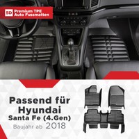 5D Premium Auto Fussmatten TPE Set Passend FüR Hyundai Santa Fe (4.Gen) Baujahr