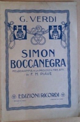 SIMON BOCCANEGRA - Melodram In Drei Akten - G. Verdi Von F. M. Piave