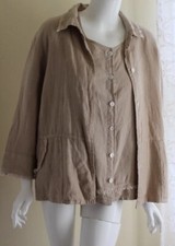 Nwt Focus By Jj Sz M Linen Lagenlook Art-to-wear Natural Peasant Top Jacket Set