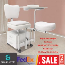 Manicure Pedicure Chair Nail Table Trolley, Adjustable Nail Desk Workstation NEW