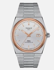 Tissot PRX T1374072103100 Powermatic 80 Automatic Watch Ivory Dial Box & Papers