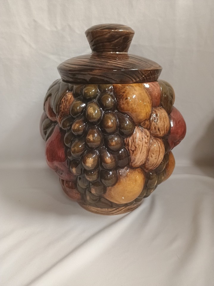 VTG 1970s Jamar Mallory Style Fruit Cornucopia Canisters Or Cookie Jars