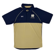 Men's Under Armour Loose Polo Shirt Blue Gold S Notre Dame ND Fighting Irish