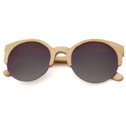 Men Women Bamboo Wood Polarized Round Sunglasses Wooden Frame Retro Glasses New - Picture 35 of 35