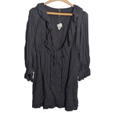 Free People Intimately Black Dress Tunic Deep V XS OB1087758 NWT