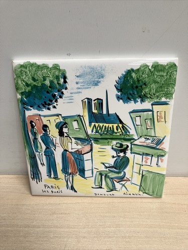 Handbemalte Paris Les Quais Keramik glasierte Fliese 6” x 6”