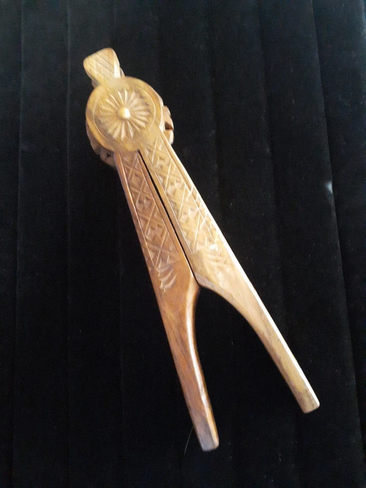 Antique/Vintage Hand Carved Wooden Nutcracker Nut Shell Cracker Tool - Image 2 of 4