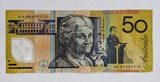 AA99 First Prefix $50 Australian Note Macfarlane/Evans R518cF- Circulated