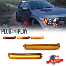 2X Sequential LED Amber Lens Side Mirror Lights Signal Lamp For Ford F-150 09-14