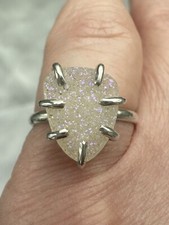 Sterling Silver Iridescent Purple Drusy Druzy Artisan Ring One Of A Kind New