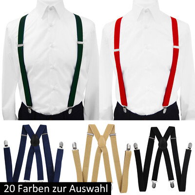 Herren Hosenträger-X Form 2,5cm breit axy  4 Clips EXTRA STARK-UNISEX