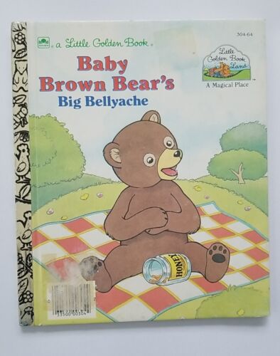 Baby Brown Bear's Big Bellyache VTG Mała złota książka JOHN NEZ ilustracje - Zdjęcie 1 z 7