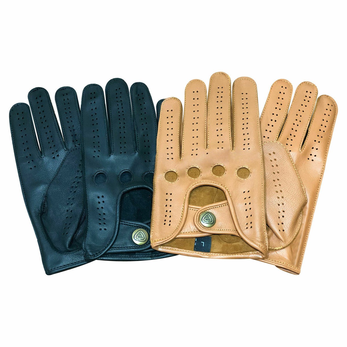 Mens soft Goat Skin Leather Driving Gloves Unlined Full Finger