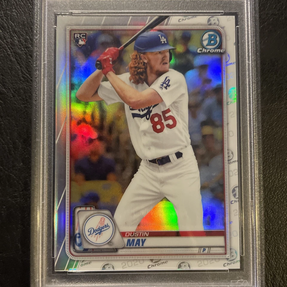 2020 Bowman Chrome SSP RC Image Variation Batting Dustin May #96 Rookie PSA 9 MT - Image 3 of 4