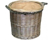 Medium Antique Wash Round Rope Handled Log Basket