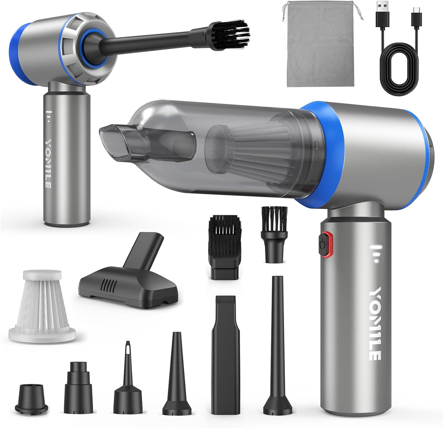 Aspirabriciole Senza Fili 22000Pa, 4 In 1 Con Scarico Polvere Automatico, Motore Brushless, 3 Velocità, Per Casa Auto E Peli Animali – Argento