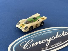 Vintage Aurora AFX HO Slot Car 2 Porsche 917 Green White Working Lights