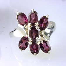 Natural Rhodolite Garnet Ring, Nice Raspberry color 925 Sterling Silver, 3.85 CT