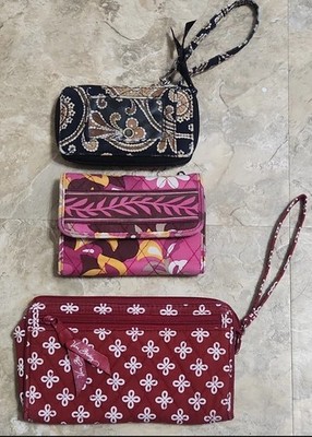  Lot of 3 Vera Bradley Wallets Carnaby, Cafe Latte, Concerto Vintage Retired Y2K