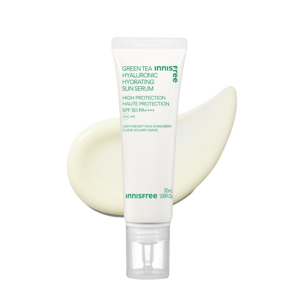 INNISFREE Green Tea Hyaluronic Hydrating Sun Serum SPF 50, Moisturising Korean S
