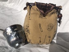 chinese ceramic bowl set in decorative and original cotton bag