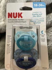 NUK Orthodontic Pacifiers 18-36M 2-Pack Silicone BPA Free Soothe Boy Blue Bike