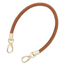 50cm Short Leather PU Braided Purse Replacement Handle - Light Brown, Gold