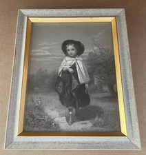 Vintage LITTLE ROSEBUD Engraving Print John William Casilear Picture Frame