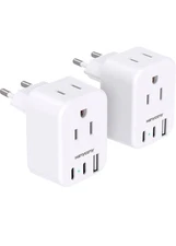 European Travel Plug Adapter for International, HANYCONY 2 Pack Type C