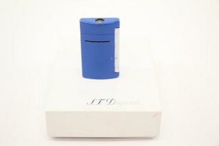 St Dupont Gold Plate Minijet Lighter Boxed Torch Flame Cyan Blue W/ Spark