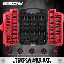 73pc Hex Torx Bit Impact Socket Set Sae Metric Deep Shallow Ratchet Adapters