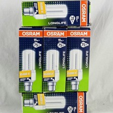 5x 15W B22 Bayonet Compact Fluorescent Globes Bulbs 2700K Warm White German Made