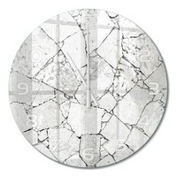 Moderne Runde Wanduhr Aus GehäRtetem Glas Steinmauer WeißE Zeiger Fi60 Cm