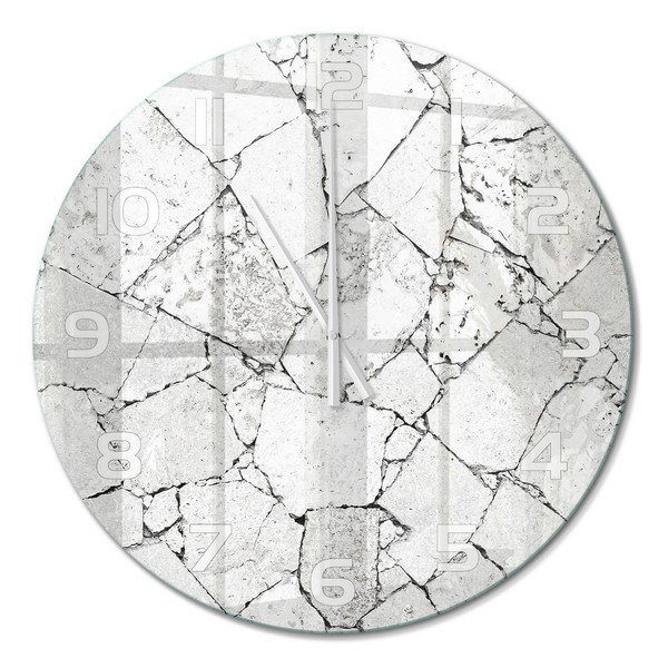 Moderne Runde Wanduhr Aus GehäRtetem Glas Steinmauer WeißE Zeiger Fi60 Cm-image