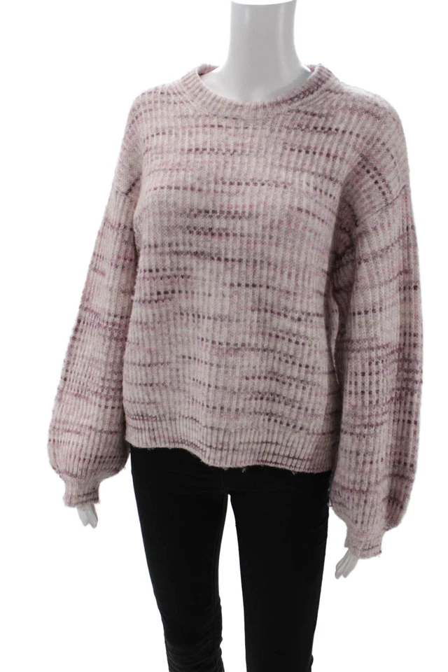 Splendid Womens Long Sleeves Crew Neck Sweater Purple White Size Extra Small - Image 2 of 4