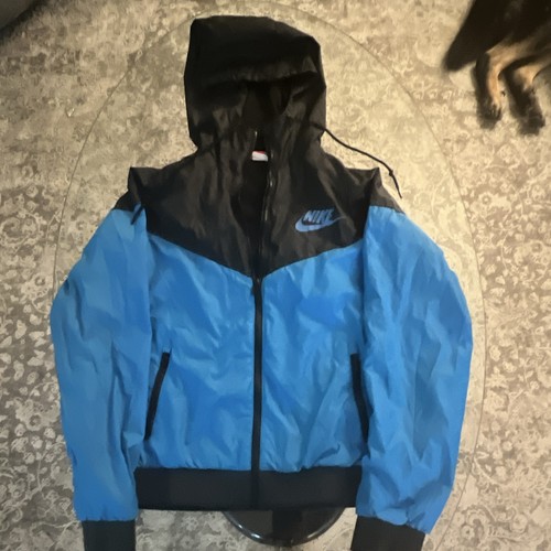 Nike Men's Blue/Black Hooded Full Zip Windbreaker Jacket w/ Pockets Size S