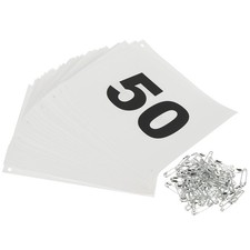 Running Bib Numbers 7x6 Inch, 1-50 Waterproof Race Competitor Numbers, White