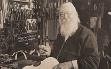 House of David Bearded Violin Maker Eden Springs MI 1920s - RPPC Photo Postcard