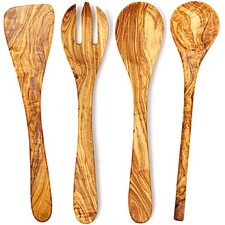 Olivenholz Küchenutensilien Kochlöffel Pfannenwender Salatbesteck Küchenhelfer