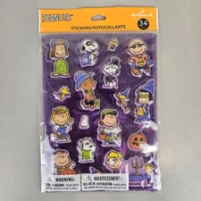 Hallmark Peanut Characters Halloween Puffy 3-D Craft Stickers 34 Pieces Sealed