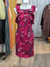 Halston Cold Shoulder Embroidered Floral Ruffle Sheath Dress