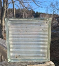 Vintage Reclaimed Glass Blocks 7.5 x 7.5 x 3.125 Salvage Light Brick Lines
