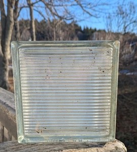 Vintage Reclaimed Glass Blocks 7.5 x 7.5 x 3.125 Salvage Light Brick Lines