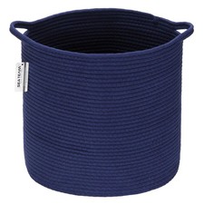 Medium Size Cotton Rope Woven Storage Basket With Handles Laundry Hamper Trunk O