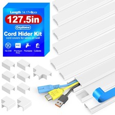 127.5 Inch Cord Hider Kit Paintable Cord Covers Self Adhesive Cable Hider, 9 Pcs