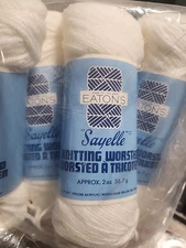 Vintage Knitting Worsted Yarn Made For Eatons SAYELLE 2oz  White Lot Of 5