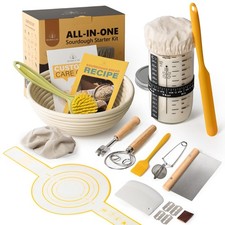 Sourdough Starter Kit with Banneton Bread Proofing Baskets and Jar