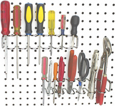 Pegboard Screwdriver Holder, 2-Pack - Hooks to Any Peg Board - Screwdriver and P