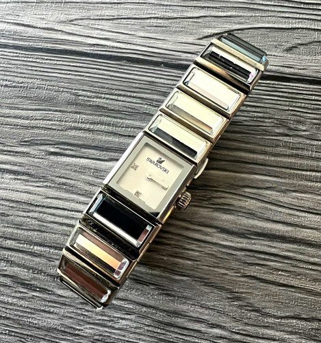 Swarovski Women’s Rectangle Analog Quartz Silver Tone Metal Bracelet Watch