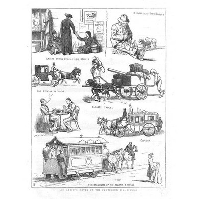 WIEN Szenen des Lebens in der Stadt - antiker Druck 1873